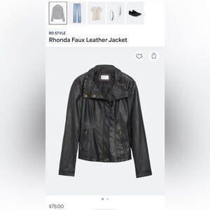 RD Style Black Faux Leather Jacket EUC